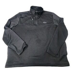 Callaway Mens XL 1/4 Zip Golf Black Pullover Performance Opti Dri Media Pocket